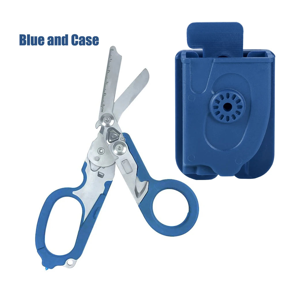 6 In1 Foldable Medical Emergency Response Scissor Shear First Aid Kit Scissors Tactical Plier Outdoor Survival EDC Tool Gear