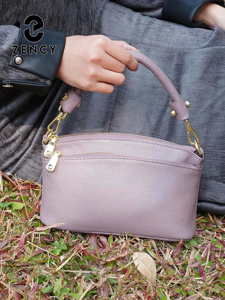 Zency Women Blue Red Bag Soft Genuine Leather Zipper Cowhide Leather Shoulder Bag Ladies Crossbody Small Handbag Satchels Sac