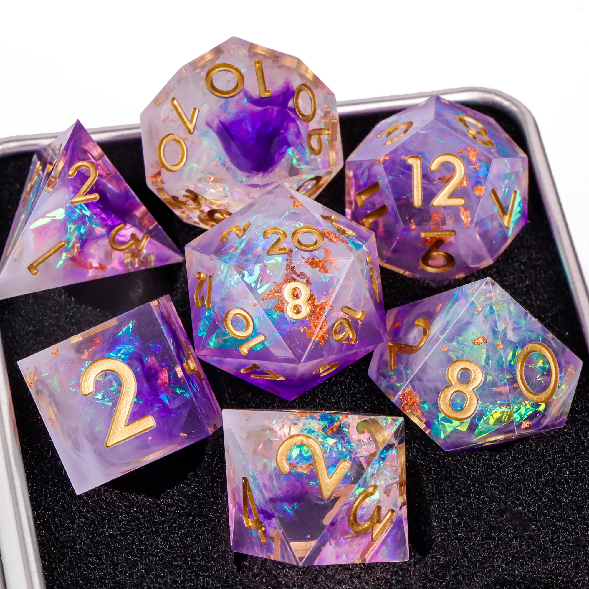 Blue Resin D&D Dice Set 7pcs Polyhedral Dice for Dungeons and Dragons, RPG Dice Role Playing Games D4, D6, D8, D10, D12, D20