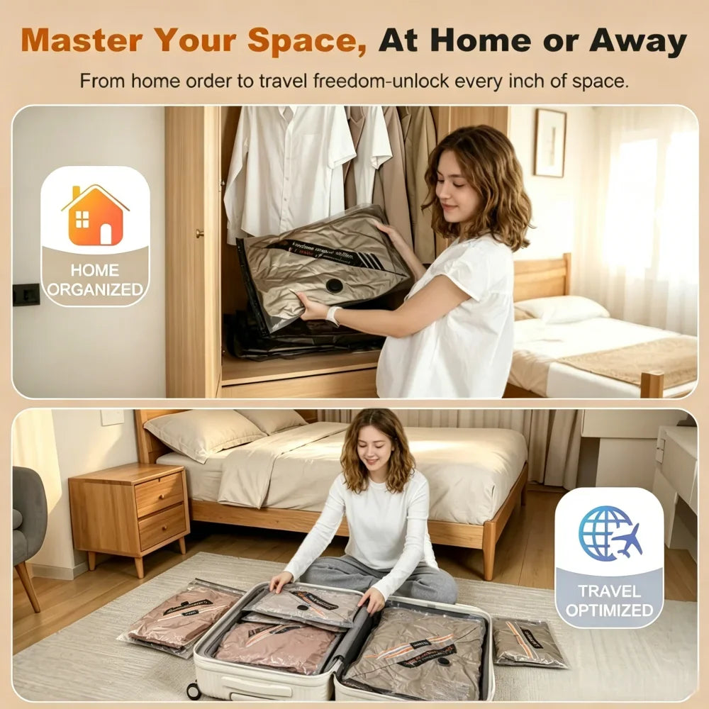 Vacuum Bags for Travel Set with Electric Pump,Compression Space Saver Packing Bags for Luggage Suitcase Clothing Storage Bag