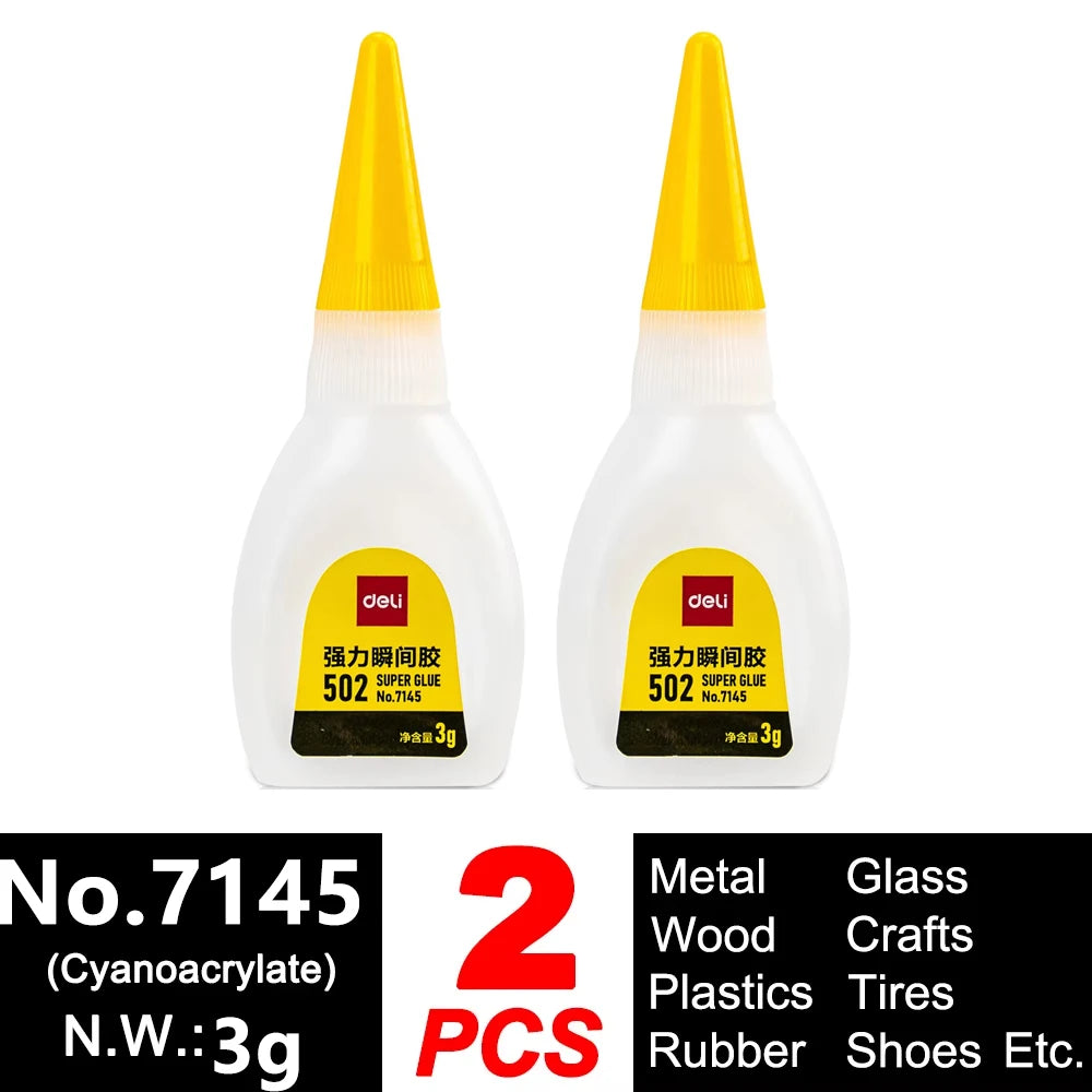 Deli 502 Professional Super Glue Cyanoacrylate – Fast Instant Adhesive for Hardware Metal Wood Cars Craft Hobby Seconds Bond