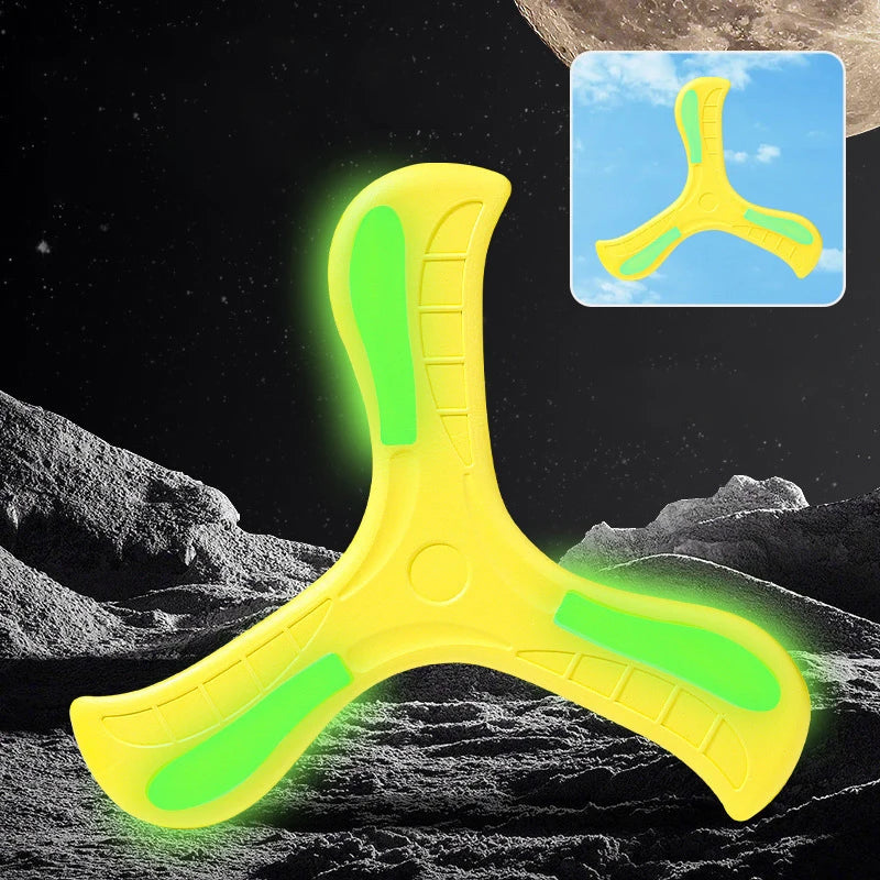 Soft EVA Luminous Boomerang Toy Three-leaf Returning Flying Disc Safe Outdoor Sports Game for Kids Adults Parent-Child Play