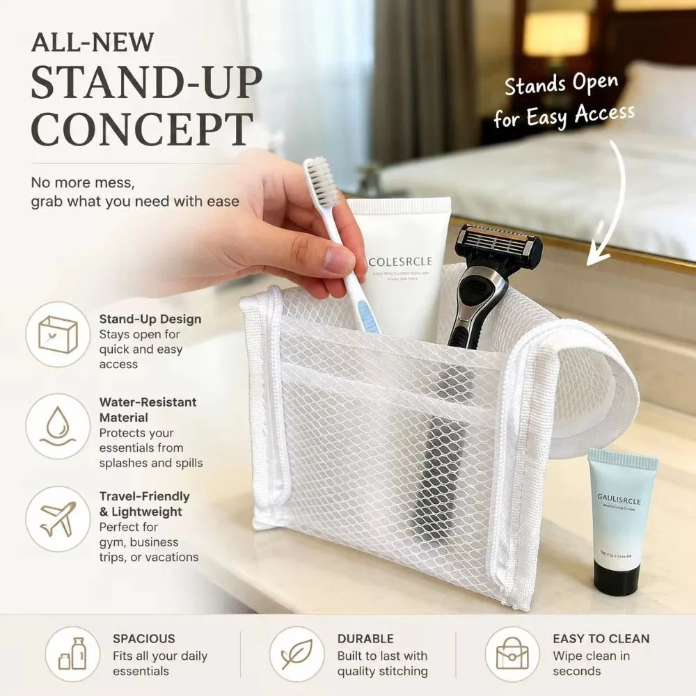 Standing Mesh Toiletry Bag Breathable Quick Dry Toothbrush Case Anti Mold Cosmetic Organizer For Travel College Dorm Gym Shower