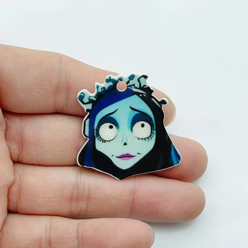 10 pieces of mixed Halloween acrylic charm Gothic cartoon flat pendant DIY handmade keychain