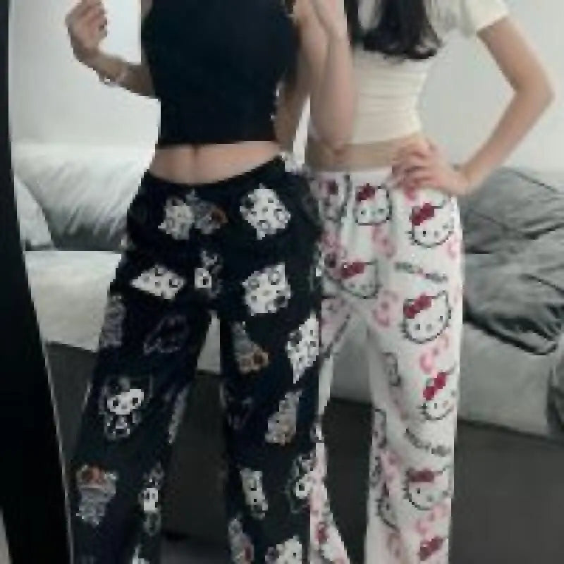 New Autumn Winter Flannel Popular Hello Kitty Pajama Pants Thickened Velvet Warm Casual Cartoon Home Pants Casual Comfortable