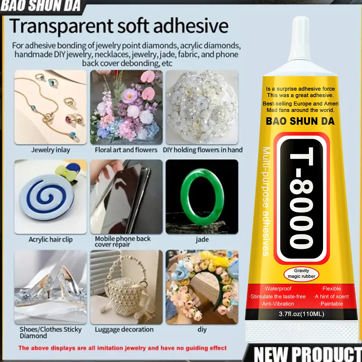 T8000 Clear Glue, Phone Repair, Craft Jewelry, Fiber, Electronic Component, Contact Adhesive, T-8000 Sealant, Clear Phone Adhesi