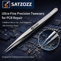 SATZOZZ S-05U Ultra Fine Precision Tweezers for Phone PCB Repair 304 Stainless Steel Non-Magnetic Anti-Static