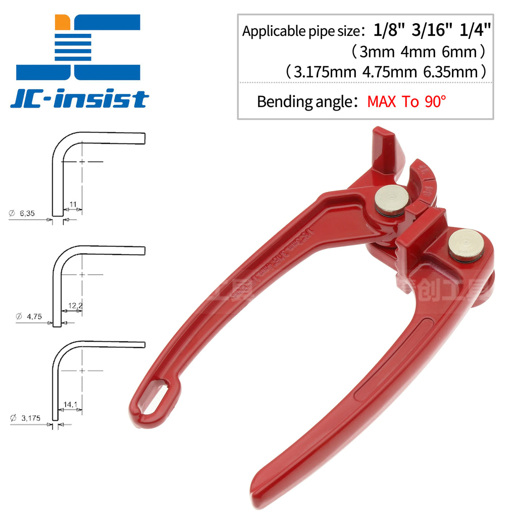 Copper Tube Bender, Tubing Bender 90°,Fuel Brake Pipe Bender Hand Tool 1/4“ 3/16” 1/8“ ,3 In 1 Pipe Tubing Bender