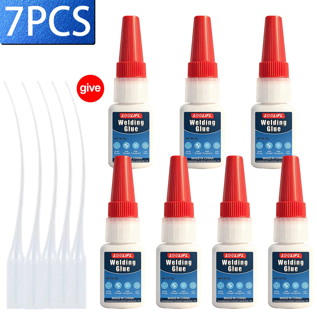 1-7Pc Brand-new Super Glue High Strength Universal Welding Glue Instant Adhesive Fast Drying For Repair Metal Plastic Bond Tools