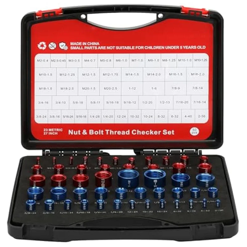 A84E-Ut And Bolt Thread Checkers For Nut Bolt Size Finder And Identifier Standard And Metric Thread Checkers Set