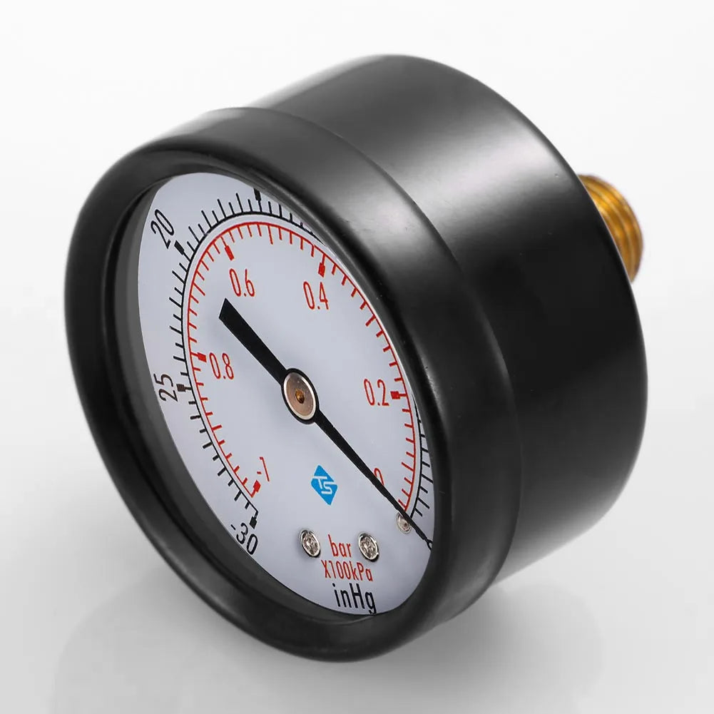 50mm Face Double Scale Pressure Gauge 0~-30nhg 0~-1Bar Vacuum Pressure Meter Pressure Gauge for Air Water Fuel Liquids
