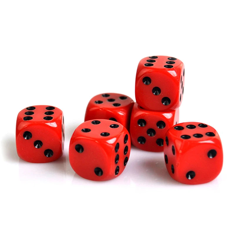 10Pcs High Quality 16mm Red Black Six Sided Spot D6 Playing Games Dice Set Opaque Dice For Bar Pub Club Party Board Game