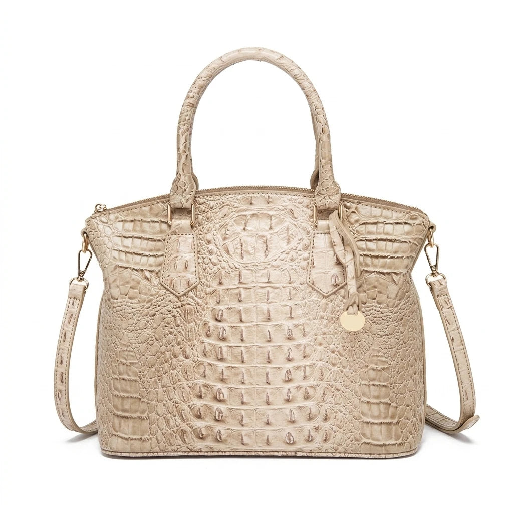 Embossed Dome Tote Bag for Women Convertible Top Handle Shoulder Bag with Detachable Strap Zipper Closure Lightweight Portable Daily Purse Ideal for Outdoor Hiking Camping Travel Weekend Getaway Daily Commute Casual Outing an