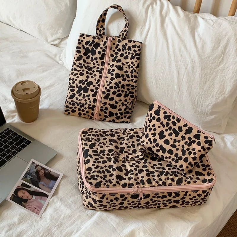 1PCS Leopard Print Travel Packing Cubes cosmetic shoes Clothes Organizers for Suitcase Luggage Storage Bags & Drawer Organizers