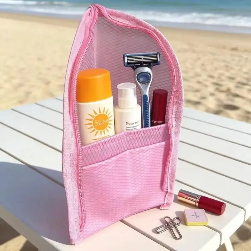 [CL]Large Capacity PVC Cosmetic Bag Waterproof Space Saving Toothbrush Toiletry Pouch Zipper Closure Vertical Design[CL]