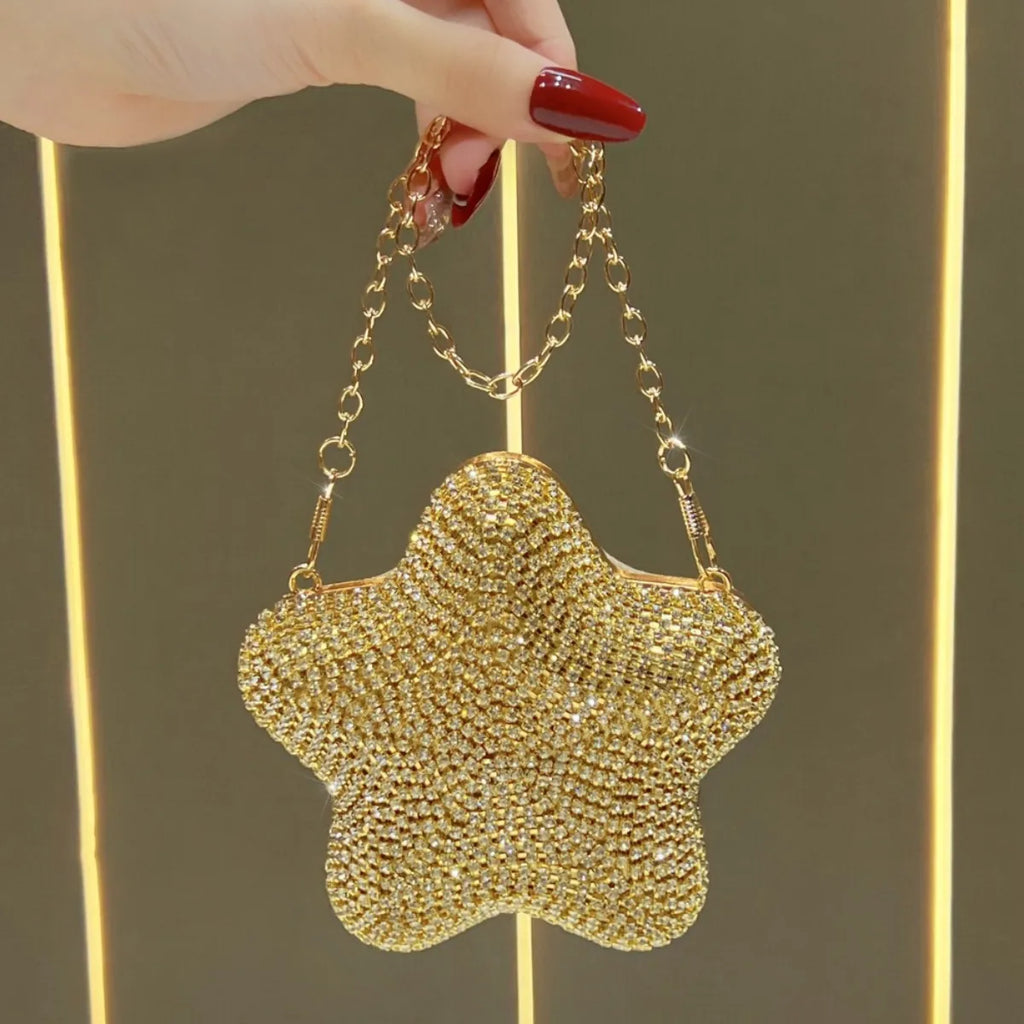 New five-pointed star handbag exquisite diamond-encrusted versatile handbag lipstick bag women's chain bag