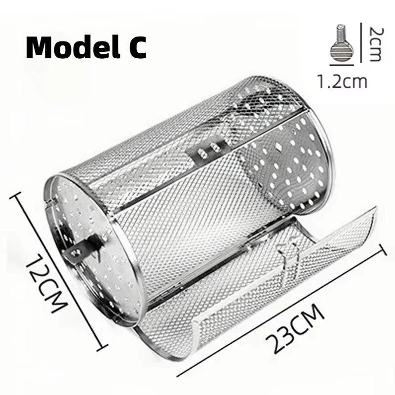 Food Stainless Steel Rotary Baking Cage Rotisserie Basket Oven Round Rack Basket Non-Stick Washable Grill Roaster Kitchen Tools
