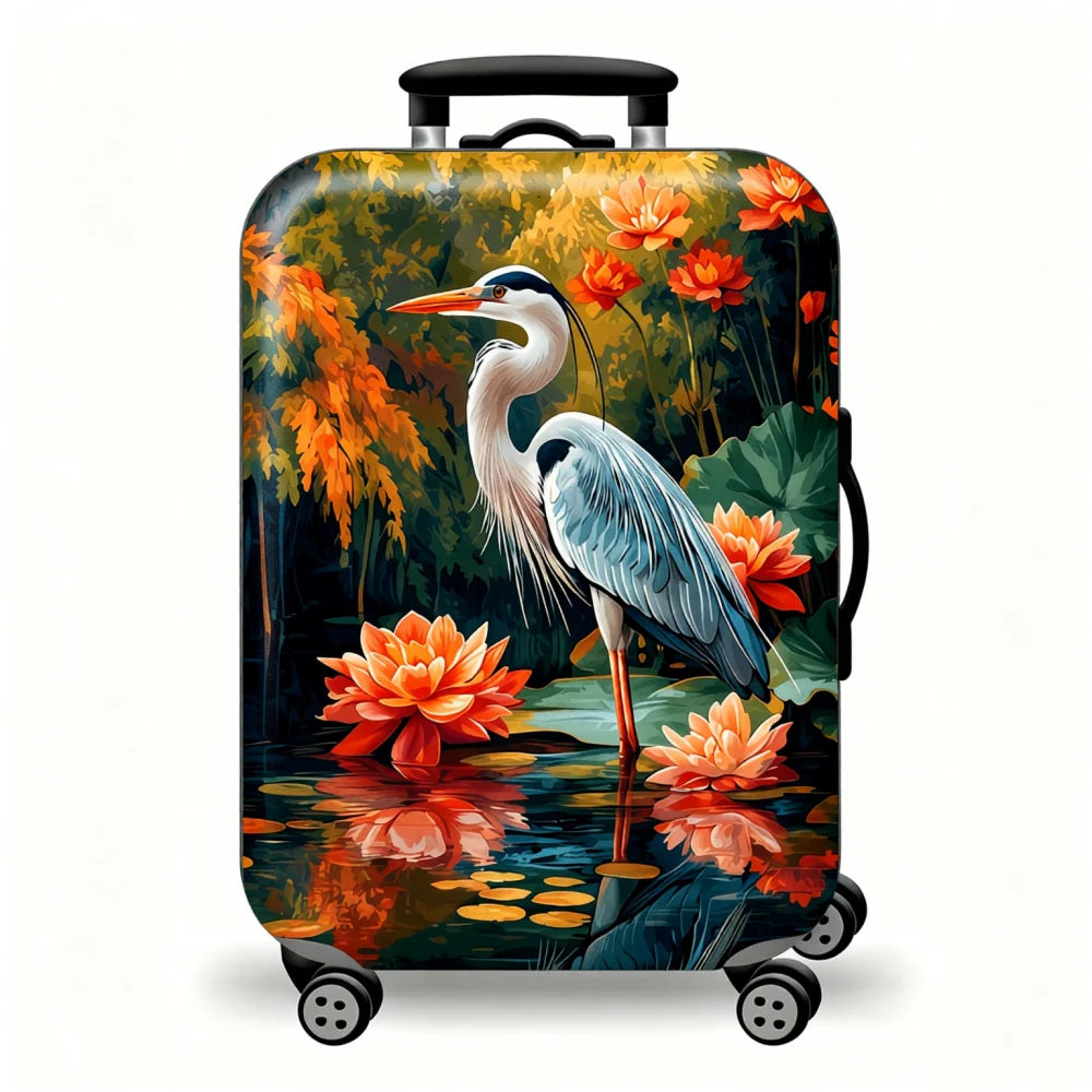 Leisure style animal series oil painting printing luggage cover, elastic washable travel trolley case protective cover