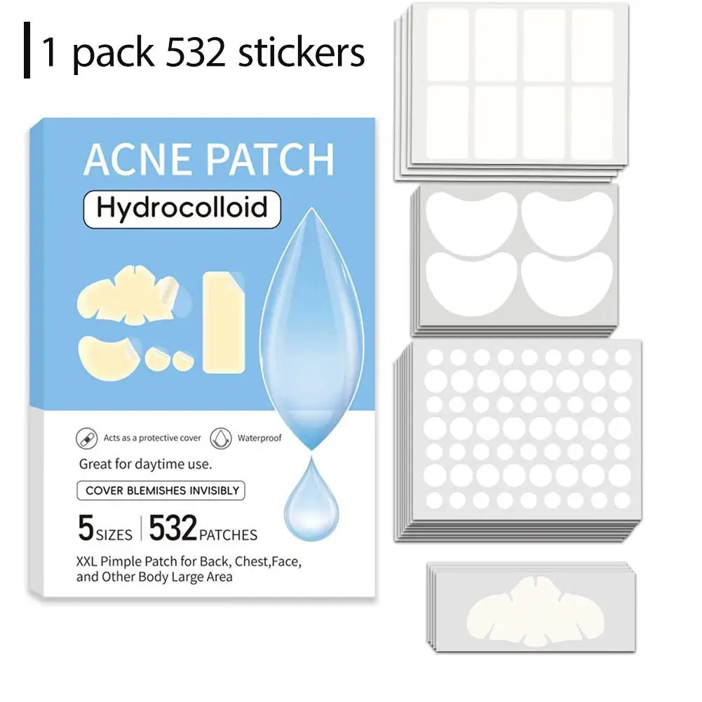 Large Pimple Patches Bulk for Face, 9 Styles Hydrocolloid Acne Patches for Covering Body, Forehead, Chin Blemishes Zit Breakouts