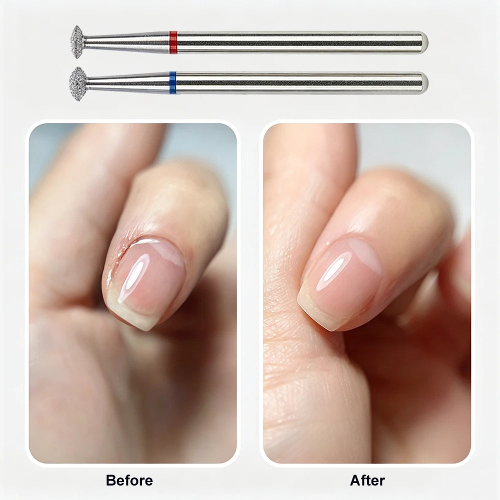 2Pcs Diamond Nail Drill Bits Electric File Grinding Heads for Cuticle Cleaning And Glue Removal Manicure Pedicure Accessories