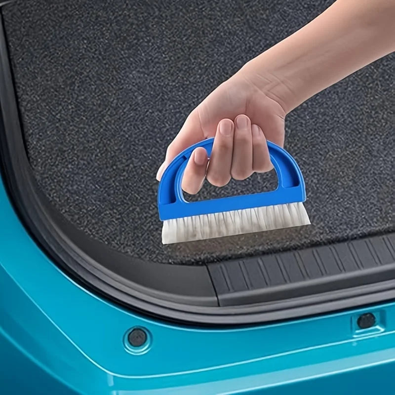D-Shaped Car Carpet Brush, Fine Bristle, Curved Handle, Anti-Slip, Upholstery Cleaning Tool for Vehicles