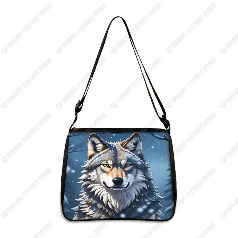 Howling Wolf Under The Moonlight Handbags Baby Wolf Messenger Bag Cool Howling Wolf Shoulder Bag Crossbody Bag Phone Holder