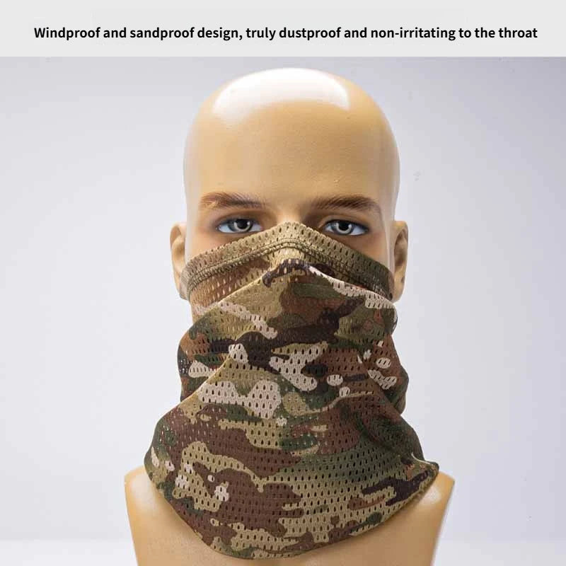Camo Windproof Neck Gaiter Scarf Outdoor Sports Half Face Mask Running Skiing Cycling Bandana Breathable Motorcycle Mask