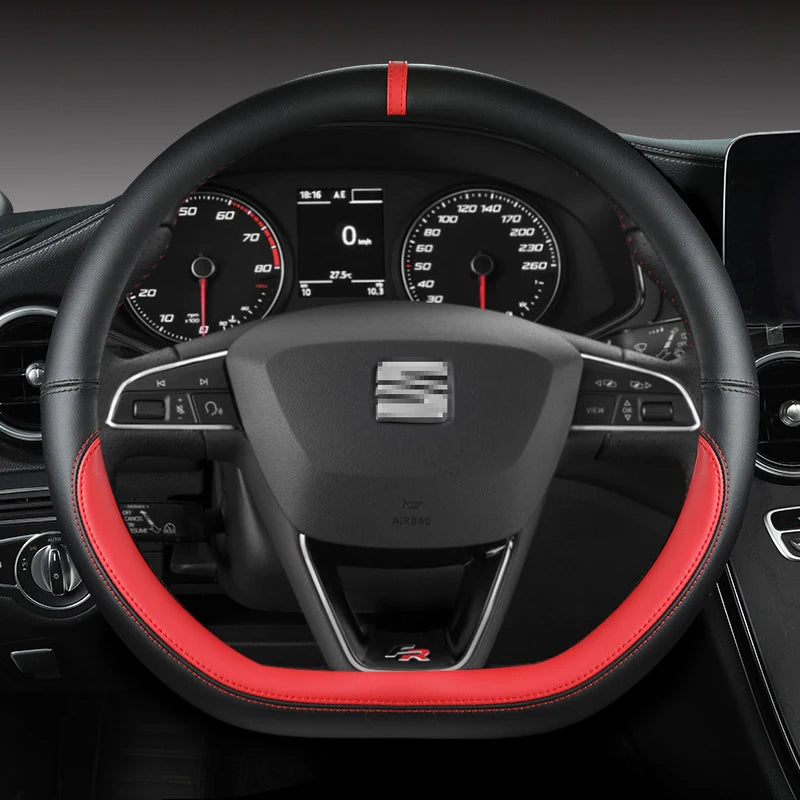 Microfiber Leather Car Steering Wheel Cover Non-Slip 38cm For Seat Tarraco Arona Ateca Ibiza Toledo Mii Leon Arosa Exeo ST FR