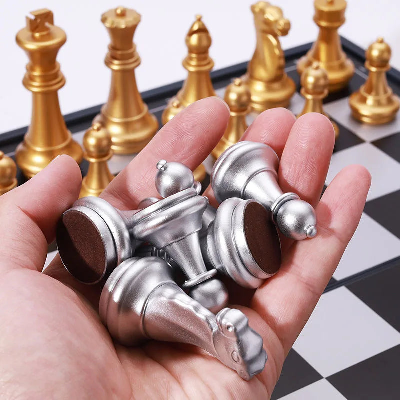 Magnetic International Chess Pieces Set, Folding Table Board, 3 Different Size, 36x31cm King 7.2cm