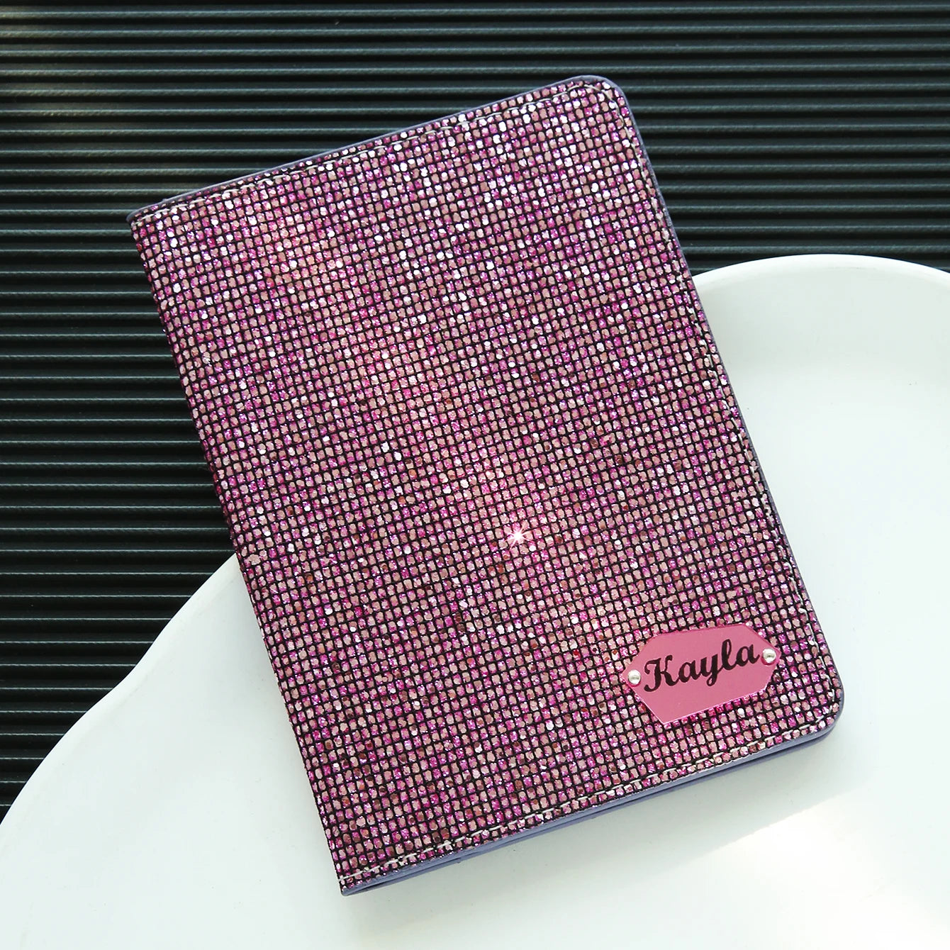 Personalized Name Passport Holder with Disco Ball Sequins Custom Unique Passport Holder with Shiny Mirror Name Tag Travel Gift