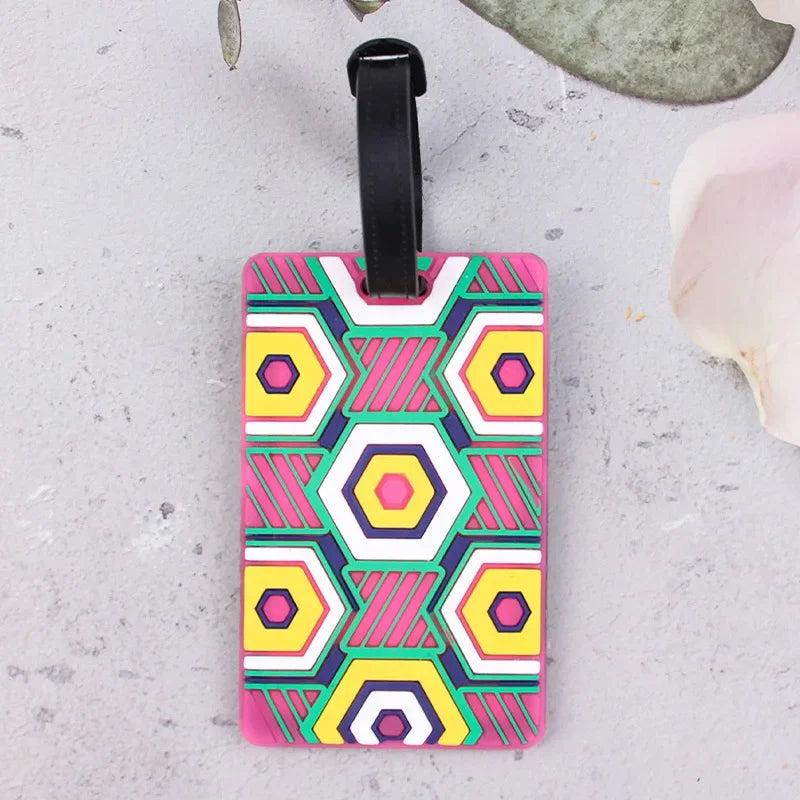 New Geometric PVC Luggage Tag Boarding Pass Luggage Tags Suitcase Address Label Travel Accessories
