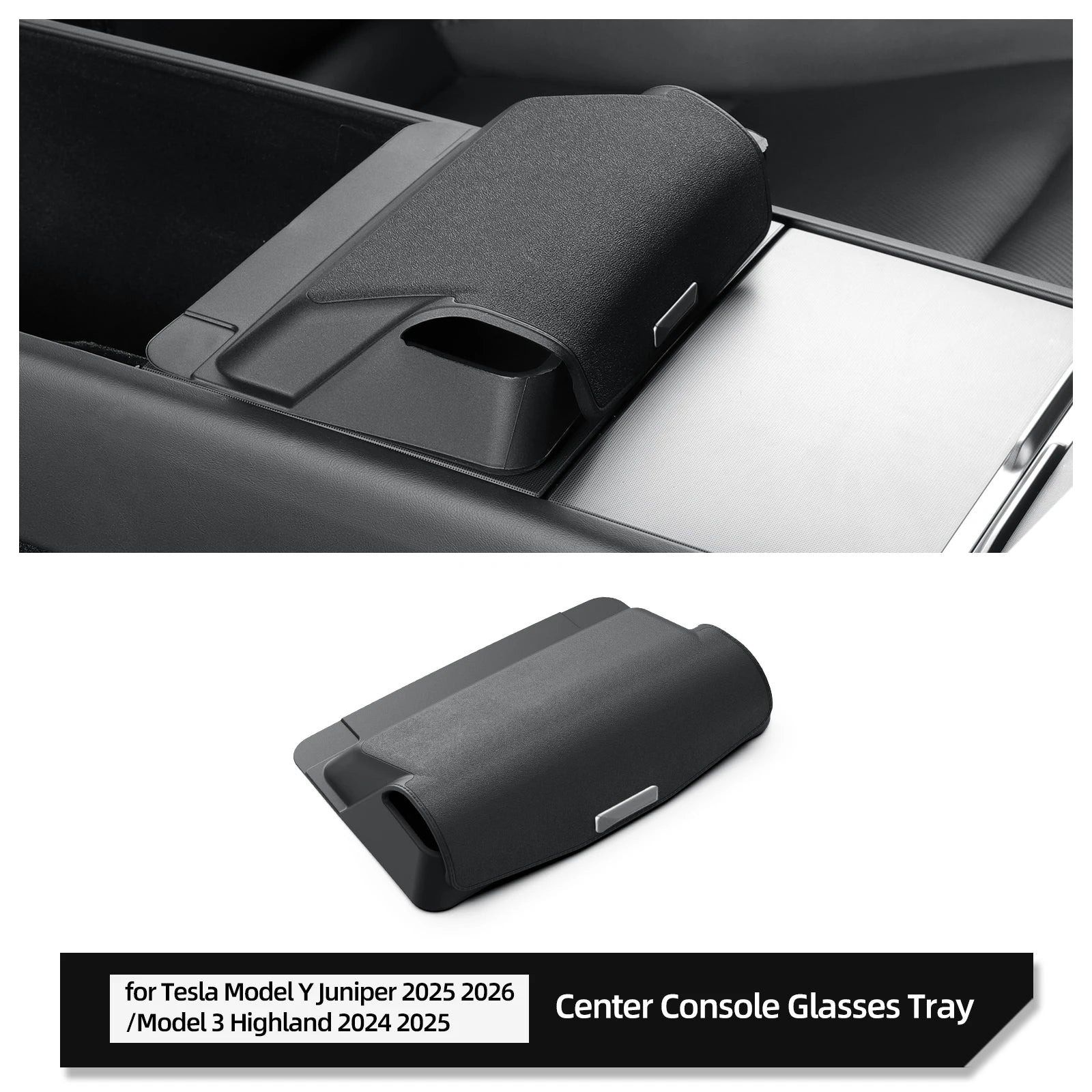 LUCKEASY for 2025 2026 Tesla Model Y Launch Juniper/ Model 3 2025 Car Glasses Tray Center Console Armrest Storage Box Organizer