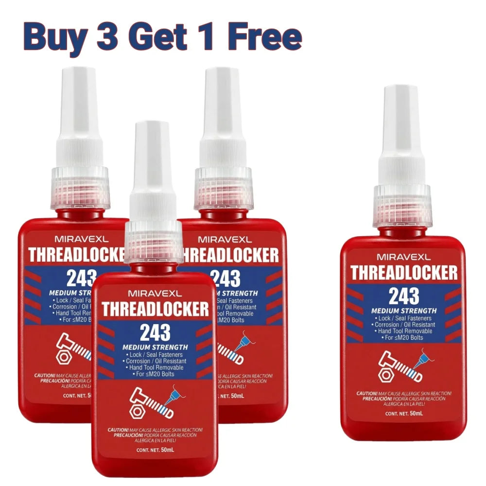 MIRAVEXL 243 Threadlocker Medium Strength Anaerobic Adhesive Antiloose Screw Glue Oil Resistant Fastener Sealant 10ml 50ml