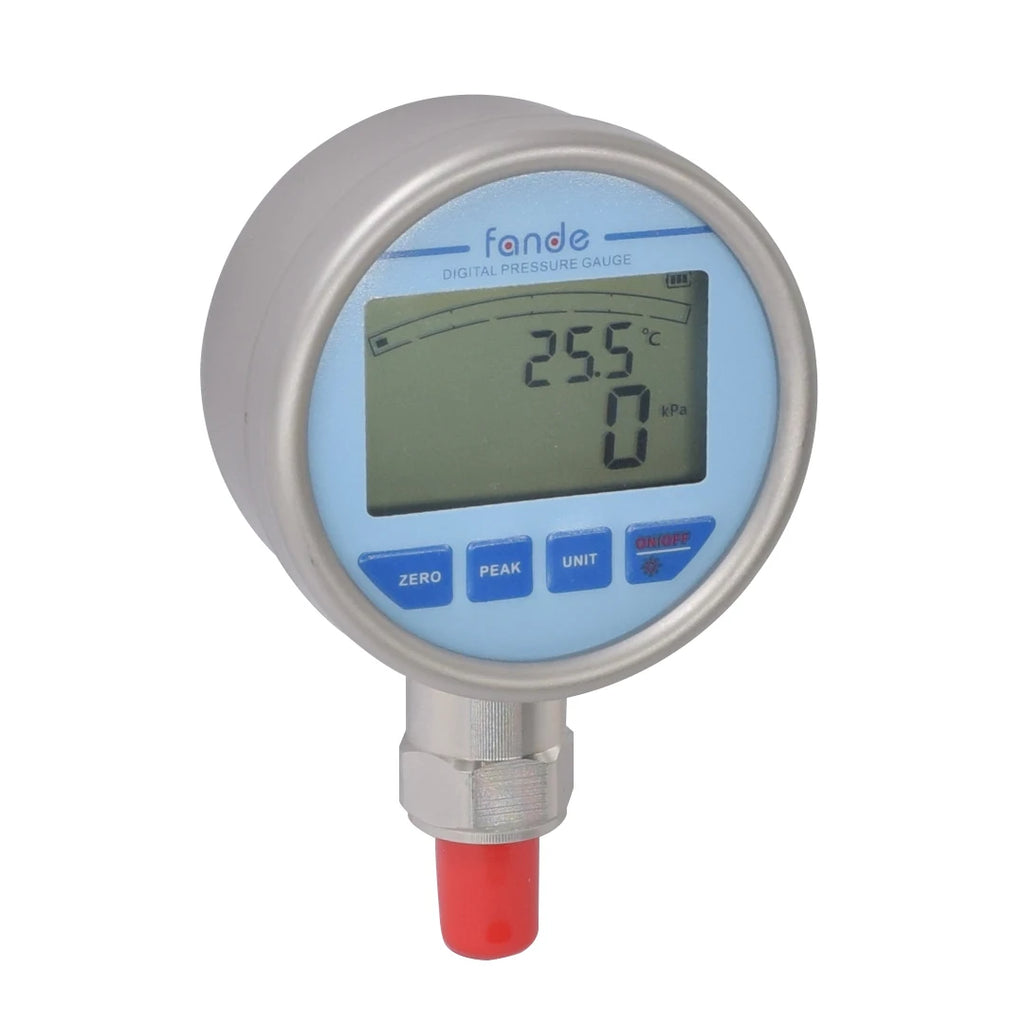 Class 4A Stainless Steel Pressure Gauge Accuracy 0.1%FS Battery Powered Backlight Peak Hold for Oil Fuel Air Water