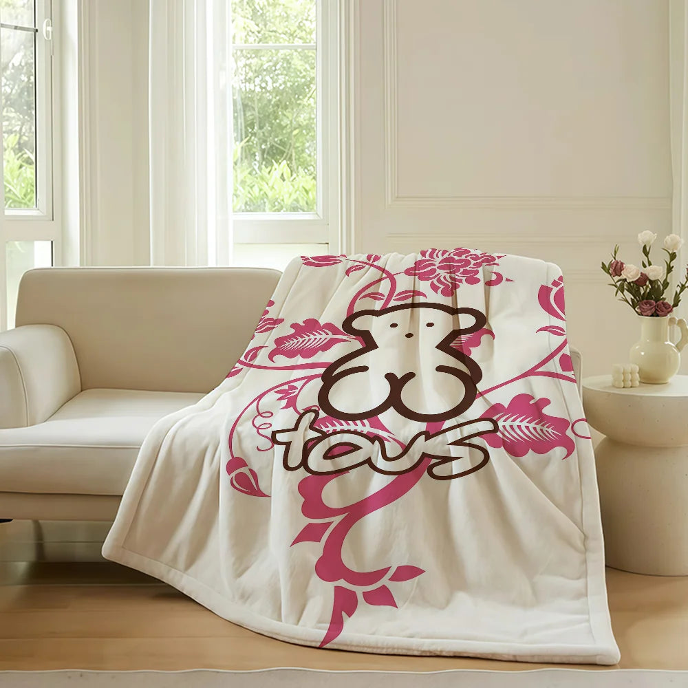 Fashion print T-TOUS  Blanket For Sofa Office Bed Plane Travel Sleep Read Relax Camping Soft And Warm