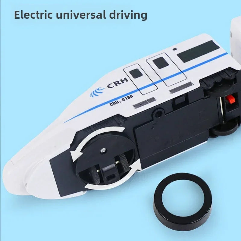 Kids DIY Simulation High Speed Railway Train Toy Car Electric Sound Light Model Train Educational Toys for Boys Girls Gift