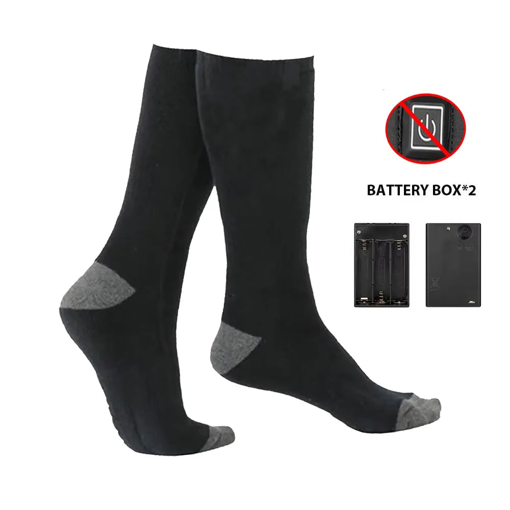Winter Heated Socks With Battery Box Thermal Socks Women Men Heating Foot Warmer Electric Fever Socks Hiking Ski Warm Outdoor