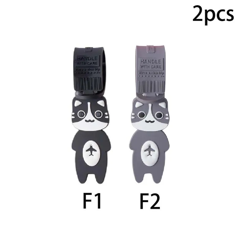 2pcs， Cute cat shaped luggage tag, creative foldable travel tag, suitable for travel accessories in handbags and suitcases, port