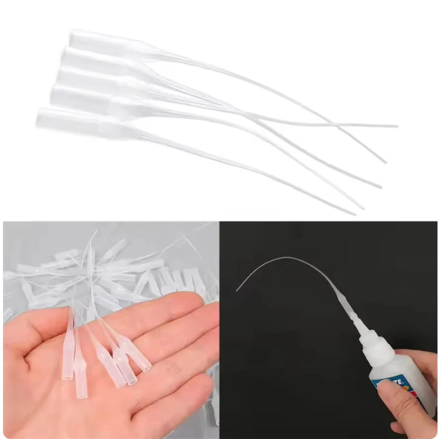 100PCS Universal 502 Instant Super Glue Dropping Tube Glue Dispensing Tube Adhesive Tool Micro-Tips Glue Extender