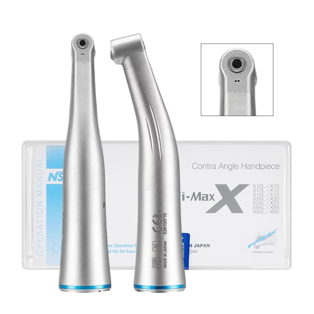 NSK Push Button 1:5 Increase Speed Handpiece Inner Water Spray Red Ring Made in Japan Dental Contra Angle Handpiece Ti Max X95L