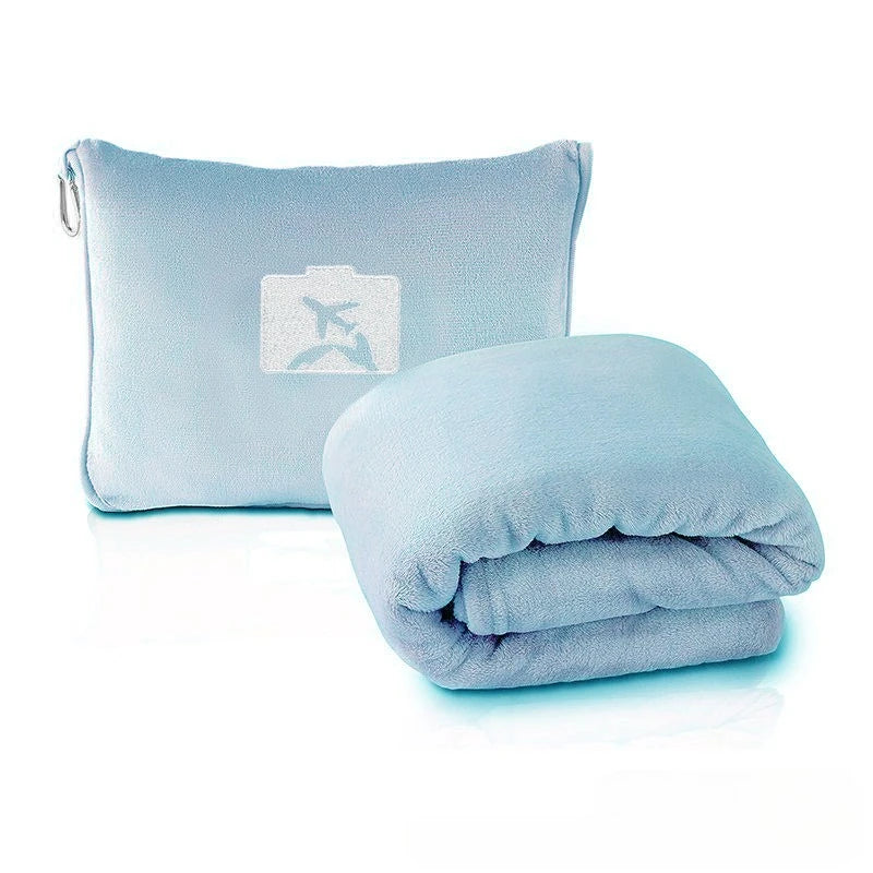 New Portable Airplane Travel Blanket Folding Storage Autumn Winter Nap Cover Blankets Solid Color Warm Picnic Flannel Blanket