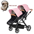 High landscape baby stroller for twins, suitable for folding four wheeled baby strollers for two children NEW 2025 kids car