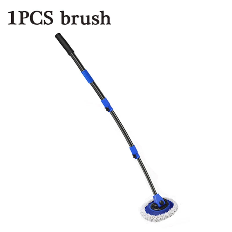 15° Curved Car Cleaning Brush Car Wash Brush Adjustable Four-section Telescopic Long Handle Mop Chenille Broom Detailing Washing
