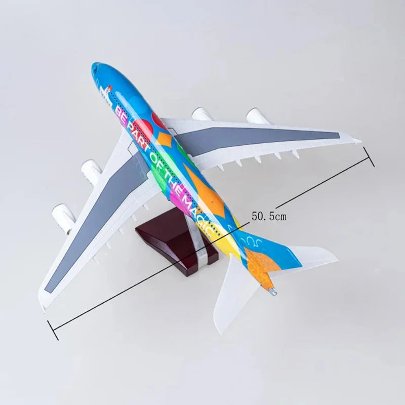 1/160 Scale Emirates A380 Plane Model Aircraft Airplane Airways W Light Diecast Resin Collection Display Toys Gifts