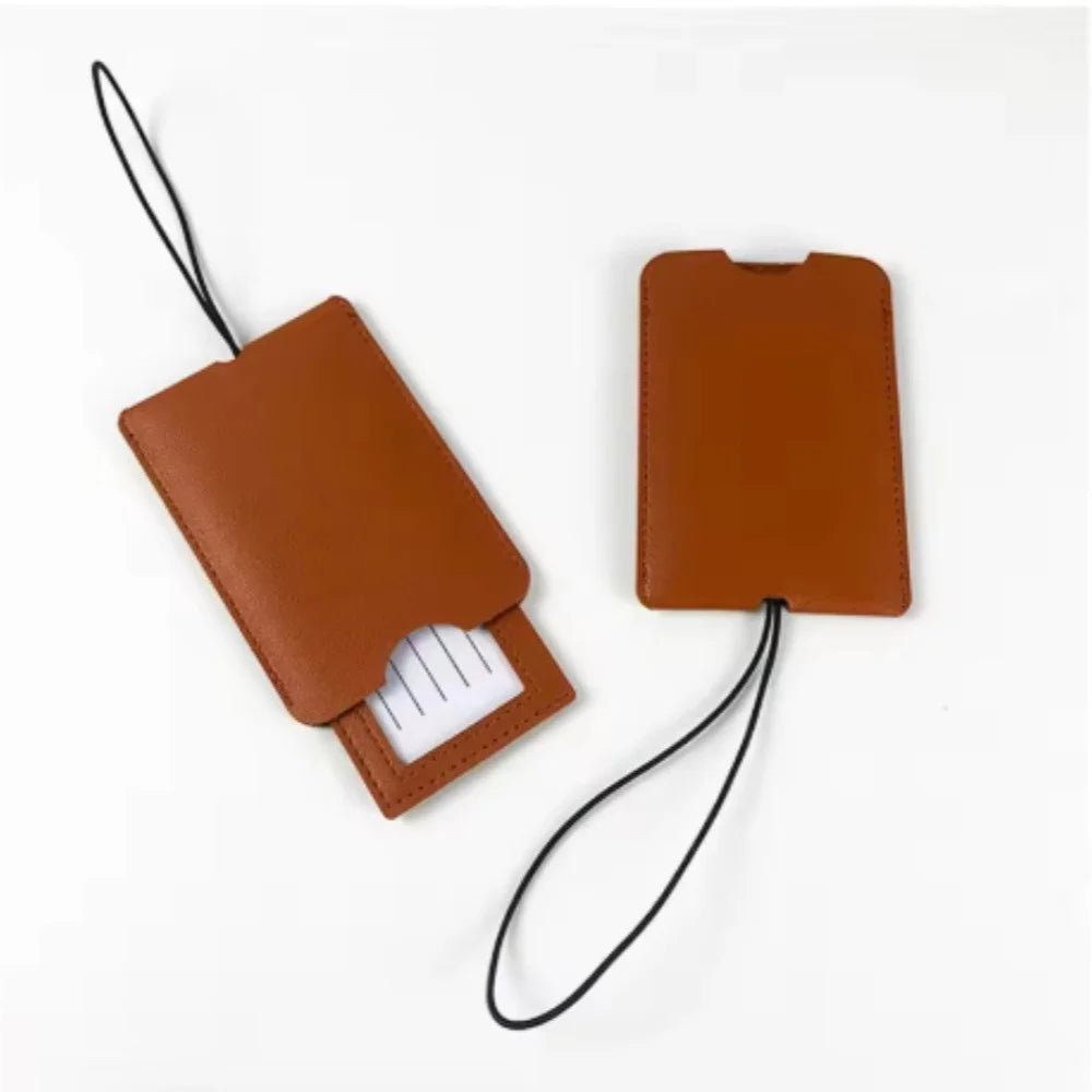 Free Personalization Telescoping PU Leather Luggage Tag Suitcase Identifier Label Baggage Board Bag Tag Name ID Address Holder