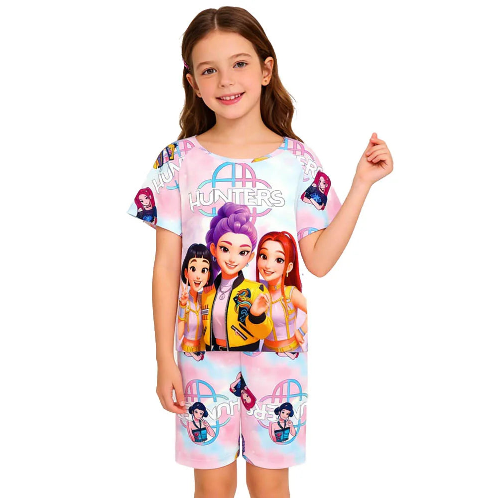 Children's Pajama Set, Short Sleeve, Girls' Clothing, 2-Piece Set, Children's Pajamas, Cute Boys' Pajamas, Ages 3-12