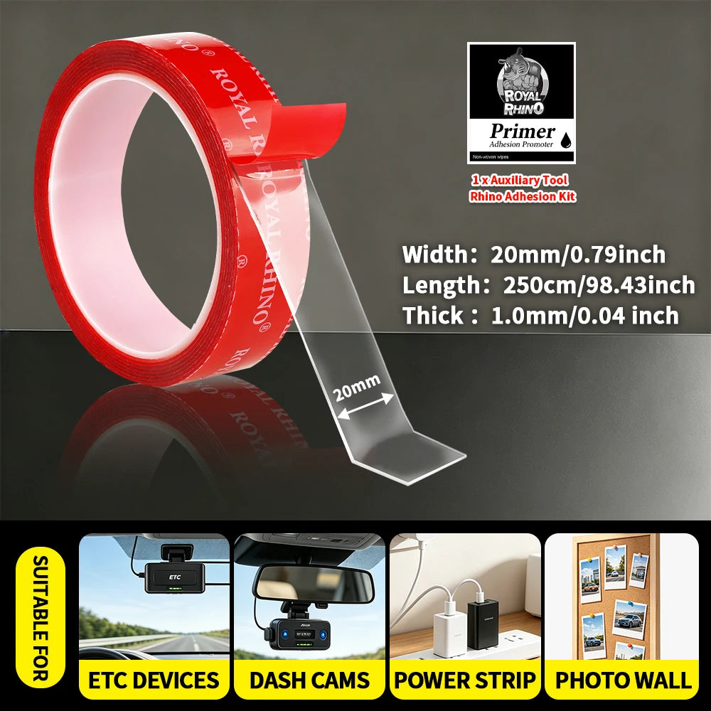 Super Strong Transparent Double-Sided Tape Acrylic Adhesive 1.0mm Traceless Fixed Wall High Viscosity Waterproof Nano Car Tape