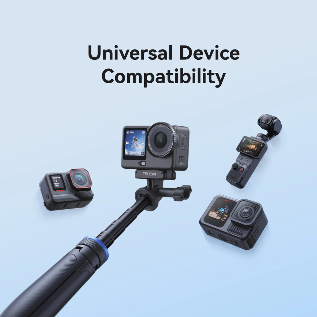 TELESIN Mini Selfie Stick Tripod Aluminum alloy Stand Quick Open Stand for DJI Osmo GoPro Insta360 Action Camera Hand Grip Stand