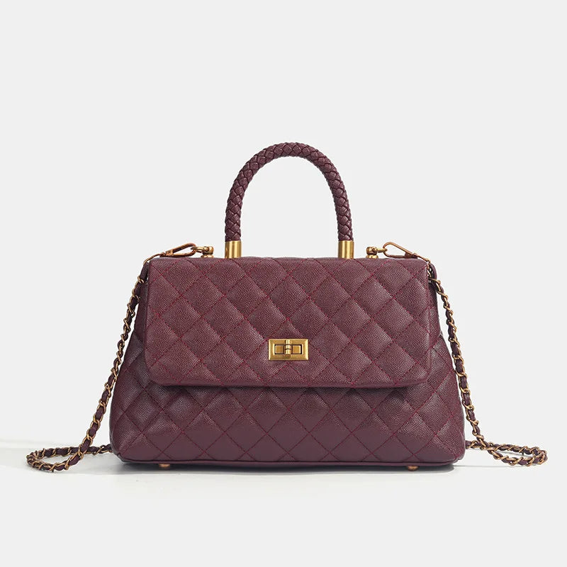 Women's New High-end Versatile Diamond Grid Chain Shoulder Niche Design Carrying Crossbody Bag