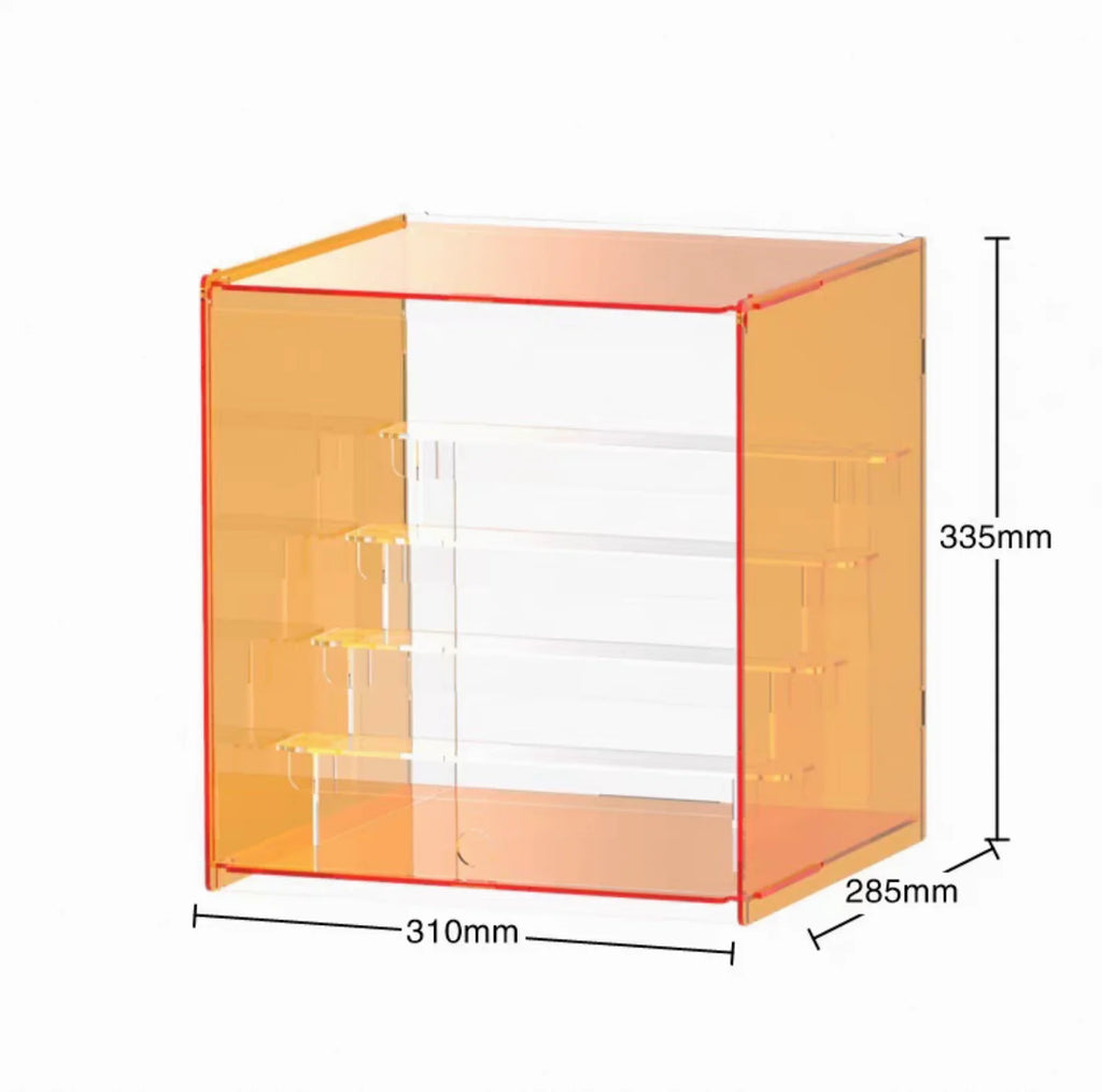 Orange Transparent Acrylic Storage Boxes, Transparent Ladder Display Cases Toys, Car Models, Souvenirs Storage Display Cabinet